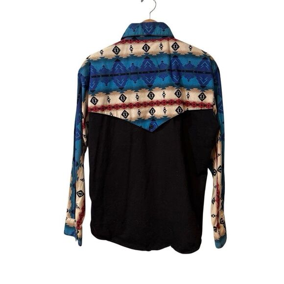 VINTAGE 90S WILD WEST DESIGN AZTEC SOUTHWEST WESTERN SHIRT L USA - Picture 2 of 11